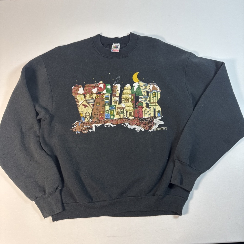 Bachmans Sweatshirt Villager Logo Size L Made In The USA  VTG 90s Holidays